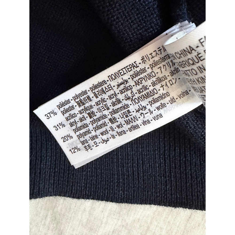 Zara Knit Button Down Sweater Womens Medium Navy Lace Trim Short Sleeve Polo - Picture 7 of 9
